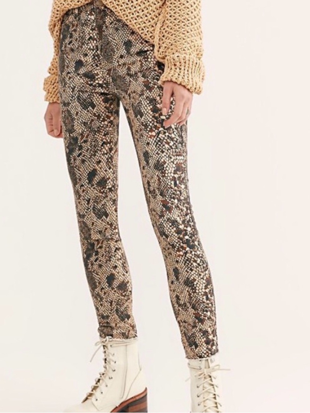 Free People Snakeskin print skinny jeans